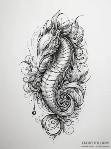 Tattoo sketch mythical sea creature, concept... - эскиз тату (№1758019973_0, 16.09.2025 10:52) — Tatufoto.com