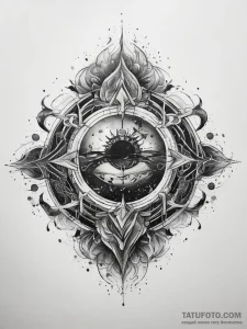 Tattoo sketch cosmic fount, concept art for t... - эскиз тату (№1758020175_0, 16.09.2025 10:56) — Tatufoto.com