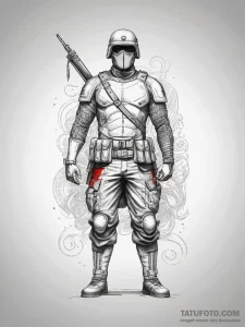Tattoo sketch soldier with a scroll, tattoo s... - эскиз тату (№1758022131_0, 16.09.2025 11:28) — Tatufoto.com