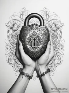 Tattoo hands with a lock - эскиз тату (№1758032967_0, 16.09.2025 14:29) — Tatufoto.com