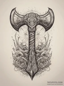 Tattoo sketch perun's axe with a lightning bo... - эскиз тату (№1758034920_0, 16.09.2025 15:02) — Tatufoto.com