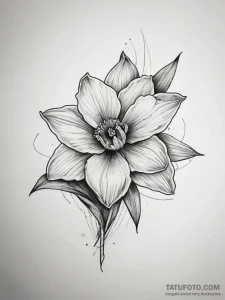 Tattoo sketch daffodil, ink illustration for... - эскиз тату (№1758036262_0, 16.09.2025 15:24) — Tatufoto.com