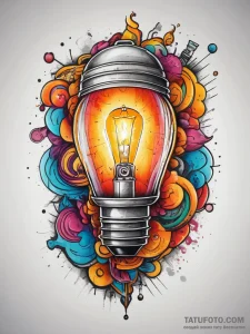Tattoo sketch lamp with a glowing lightbulb,... - эскиз тату (№1758036460_0, 16.09.2025 15:27) — Tatufoto.com