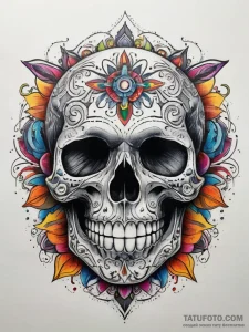 Tattoo sketch realism и ornamental череп, con... - эскиз тату (№1758037244_0, 16.09.2025 15:40) — Tatufoto.com