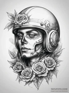 Tattoo sketch pilot a person with a helmet, i... - эскиз тату (№1758038024_0, 16.09.2025 15:53) — Tatufoto.com