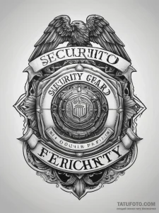 Tattoo sketch security guard badge and flashl... - эскиз тату (№1758038410_0, 16.09.2025 16:00) — Tatufoto.com