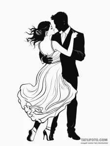 Tattoo sketch romantic dance silhouette - эскиз тату (№1758040357_0, 16.09.2025 16:32) — Tatufoto.com