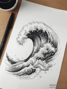 Tattoo sketch wave - эскиз тату (№1758041903_0, 16.09.2025 16:58) — Tatufoto.com