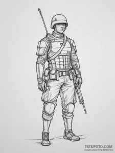 Tattoo sketch soldier with a letter, tattoo d... - эскиз тату (№1758043854_0, 16.09.2025 17:30) — Tatufoto.com