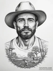 Tattoo sketch farmer a person farming, artist... - эскиз тату (№1758044046_0, 16.09.2025 17:34) — Tatufoto.com