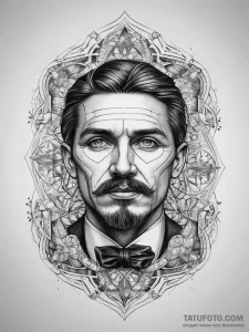 Tattoo sketch doc holliday with a card, conce... - эскиз тату (№1758045004_0, 16.09.2025 17:50) — Tatufoto.com