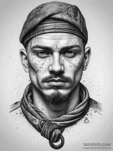 Tattoo sketch soldier with a knot, artistic t... - эскиз тату (№1758045579_0, 16.09.2025 17:59) — Tatufoto.com