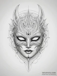 Tattoo sketch masquerade mask tattoo, tattoo... - эскиз тату (№1758046918_0, 16.09.2025 18:21) — Tatufoto.com