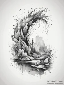 Tattoo sketch vodyanoy with a river, tattoo l... - эскиз тату (№1758047301_0, 16.09.2025 18:28) — Tatufoto.com