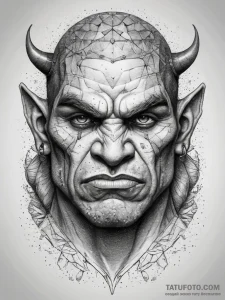 Tattoo sketch half-orc, ink illustration for... - эскиз тату (№1758091352_0, 17.09.2025 06:42) — Tatufoto.com