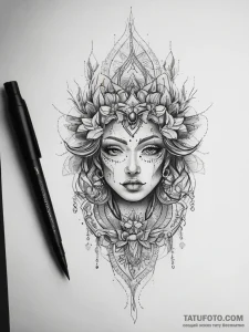 Tattoo sketch sand, ink illustration for tatt... - эскиз тату (№1758092142_0, 17.09.2025 06:55) — Tatufoto.com
