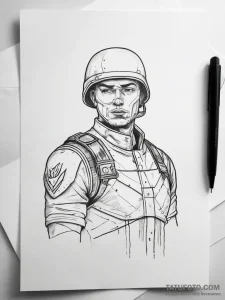 Tattoo sketch soldier with a document, artist... - эскиз тату (№1758095926_0, 17.09.2025 07:58) — Tatufoto.com
