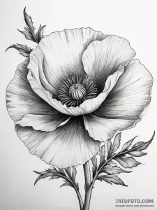 Tattoo sketch poppy flower - эскиз тату (№1758096322_0, 17.09.2025 08:05) — Tatufoto.com