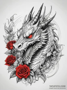 Tattoo sketch forest dragon leaf, ink illustr... - эскиз тату (№1758097113_0, 17.09.2025 08:18) — Tatufoto.com