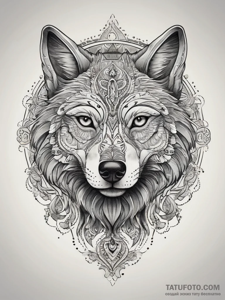 Tattoo sketch dog tags and a wolf, concept ar... - эскиз тату (№1758097916_0, 17.09.2025 08:31) — Tatufoto.com