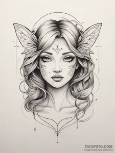 Tattoo sketch узор в виде нимфы, ink illustra... - эскиз тату (№1758099527_0, 17.09.2025 08:58) — Tatufoto.com