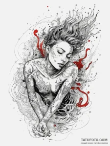 Tattoo sketch free diving a person in water,... - эскиз тату (№1758100514_0, 17.09.2025 09:15) — Tatufoto.com