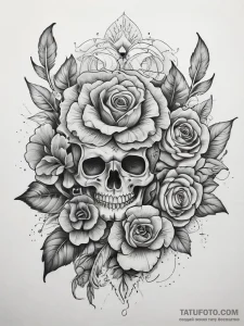 Tattoo sketch marigold flower, artistic tatto... - эскиз тату (№1758100716_0, 17.09.2025 09:18) — Tatufoto.com