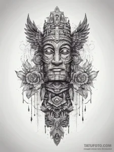 Tattoo sketch totem pole, ink illustration fo... - эскиз тату (№1758100918_0, 17.09.2025 09:21) — Tatufoto.com