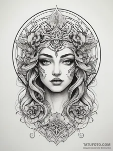 Tattoo sketch mystical self, tattoo flash she... - эскиз тату (№1758101124_0, 17.09.2025 09:25) — Tatufoto.com