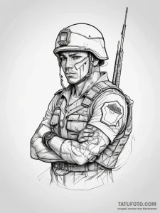Tattoo sketch soldier with a needle, tattoo l... - эскиз тату (№1758101328_0, 17.09.2025 09:28) — Tatufoto.com