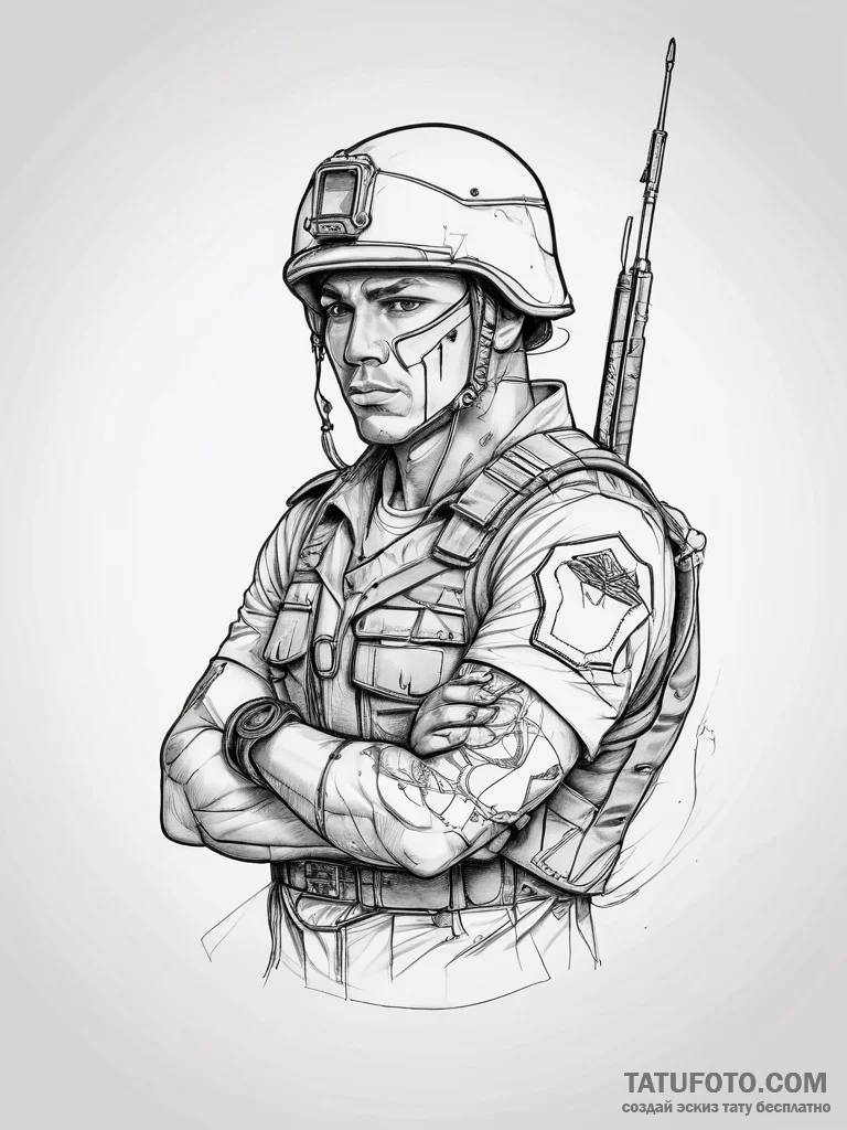 Tattoo sketch soldier with a needle, tattoo l... - эскиз тату (№1758101328_0, 17.09.2025 09:28) — Tatufoto.com
