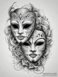 Tattoo sketch acting comedy and tragedy masks... - эскиз тату (№1758101751_0, 17.09.2025 09:35) — Tatufoto.com