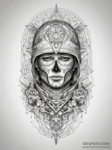 Tattoo sketch soldier with a scissors, ink il... - эскиз тату (№1758102566_0, 17.09.2025 09:49) — Tatufoto.com