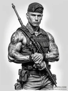 Tattoo sketch soldier with a bracelet - эскиз тату (№1758103569_0, 17.09.2025 10:06) — Tatufoto.com