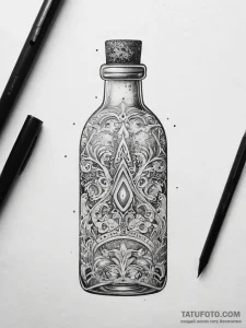 Tattoo sketch galaxy in a bottle, concept art... - эскиз тату (№1758103965_0, 17.09.2025 10:12) — Tatufoto.com