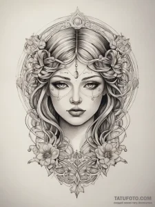 Tattoo sketch divine bond, tattoo line art, s... - эскиз тату (№1758105153_0, 17.09.2025 10:32) — Tatufoto.com