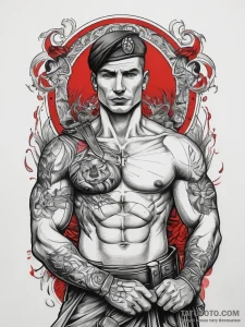 Tattoo sketch soldier with a martyr, tattoo f... - эскиз тату (№1758106160_0, 17.09.2025 10:49) — Tatufoto.com