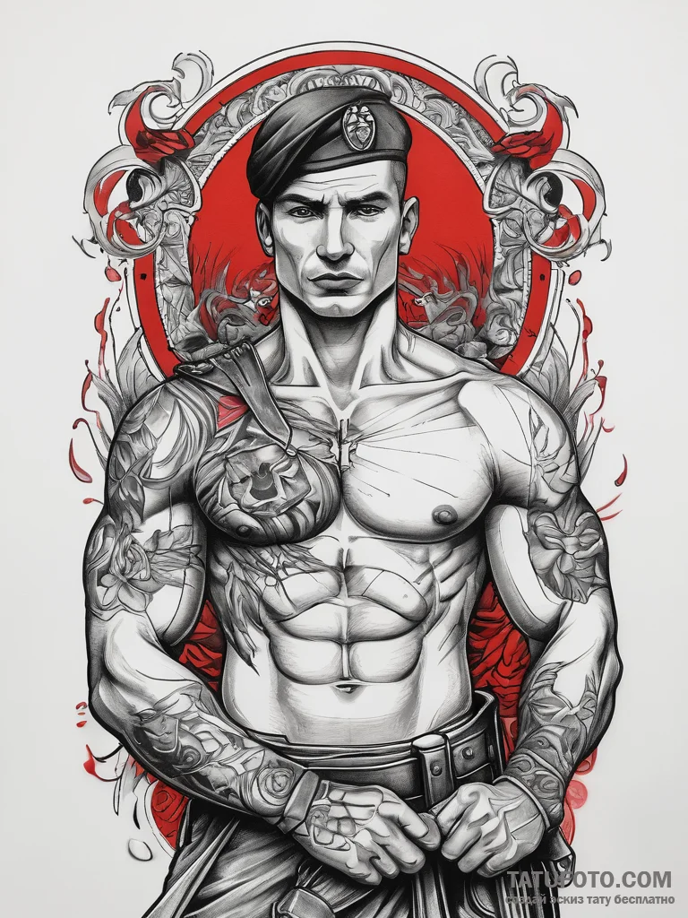Tattoo sketch soldier with a martyr, tattoo f... - эскиз тату (№1758106160_0, 17.09.2025 10:49) — Tatufoto.com