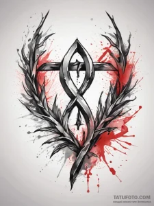 Tattoo sketch eihwaz rune with a twisted yew... - эскиз тату (№1758106379_0, 17.09.2025 10:52) — Tatufoto.com