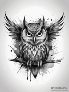 Tattoo sketch owlfly, tattoo sketch design, b... - эскиз тату (№1758106988_0, 17.09.2025 11:03) — Tatufoto.com