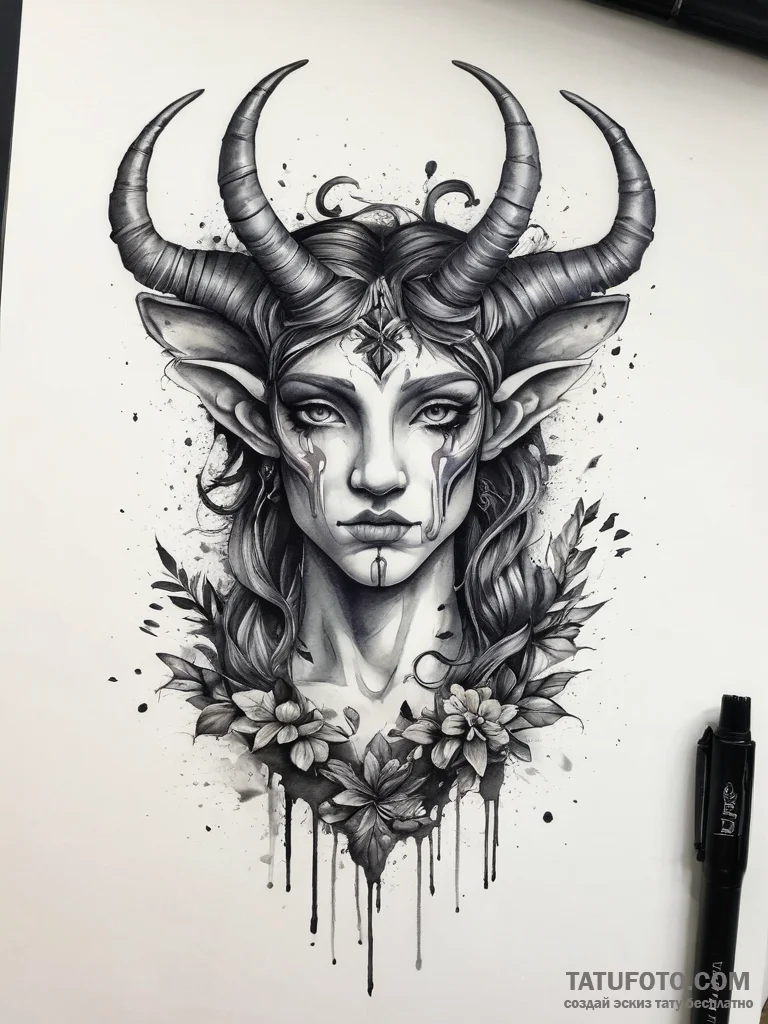 Tattoo sketch faun, tattoo flash sheet design... - эскиз тату (№1758107591_0, 17.09.2025 11:13) — Tatufoto.com