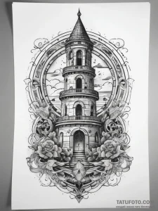 Tattoo sketch tarot card tower, tattoo drawin... - эскиз тату (№1758107789_0, 17.09.2025 11:16) — Tatufoto.com