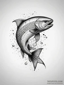Tattoo sketch salmon, ink illustration for ta... - эскиз тату (№1758107986_0, 17.09.2025 11:19) — Tatufoto.com