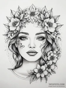 Tattoo sketch flower crown tattoo, tattoo ske... - эскиз тату (№1758108977_0, 17.09.2025 11:36) — Tatufoto.com