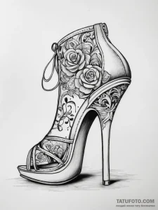 Tattoo sketch high heel tattoo - эскиз тату (№1758110556_0, 17.09.2025 12:02) — Tatufoto.com