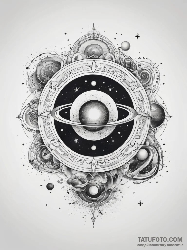 Tattoo sketch cosmic universe - эскиз тату (№1758111950_0, 17.09.2025 12:25) — Tatufoto.com