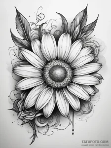 Tattoo sketch daisy with a ladybug, artistic... - эскиз тату (№1758114933_0, 17.09.2025 13:15) — Tatufoto.com