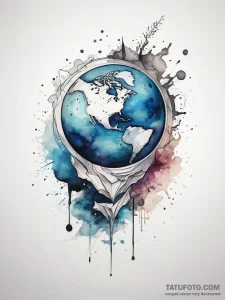 Tattoo sketch cosmic earth, ink illustration... - эскиз тату (№1758115519_0, 17.09.2025 13:25) — Tatufoto.com