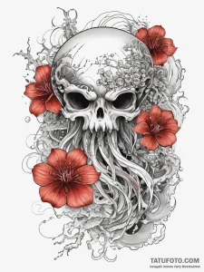 Tattoo sketch медуза с цветами, tattoo line a... - эскиз тату (№1758116711_0, 17.09.2025 13:45) — Tatufoto.com