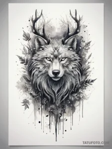 Tattoo sketch divine forest, artistic tattoo... - эскиз тату (№1758118323_0, 17.09.2025 14:12) — Tatufoto.com